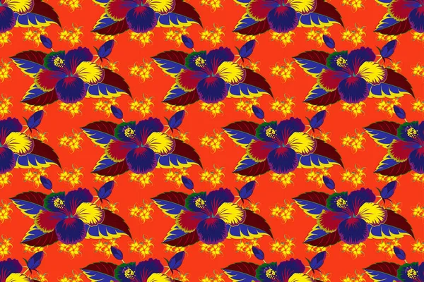 Színes Keleti Minta Narancssárga Kék Piros Színekben Zökkenőmentes Virágdísz Modern — Stock Fotó