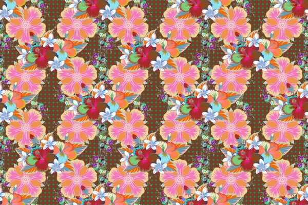 Vintage Raster Floral Seamless Pattern Green Blue Colors — Stock Photo, Image