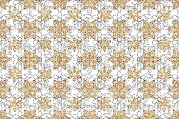 Seamless Pattern Golden Elements Curls Ornaments Background Raster Oriental Style — Stock Photo, Image