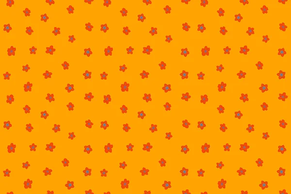 Sömlöst Mönster Med Söta Blommor Bakgrund Gula Orange Och Röda — Stockfoto