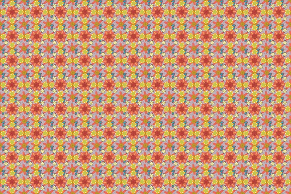Raster Kwiat Miniprint Bezszwowy Wzór Kolorze Szarym Pomarańczowym Różowym Stylizowane — Zdjęcie stockowe