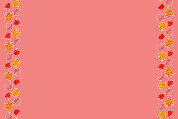 Padrão Sem Costura Vertical Morango Rosa Amarelo Vermelho Com Espaço — Fotografia de Stock