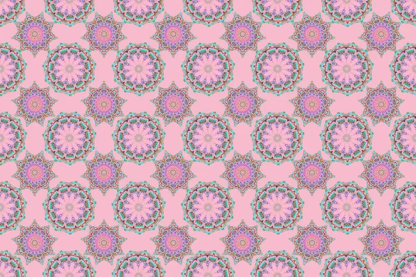 Schöne Rosa Und Violette Handgezeichnete Nahtlose Rasterillustration Elegantes Nahtloses Muster — Stockfoto