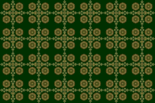 Бесшовный Восточный Орнамент Стиле Барокко Зеленых Золотых Тонах Традиционная Классическая — стоковое фото