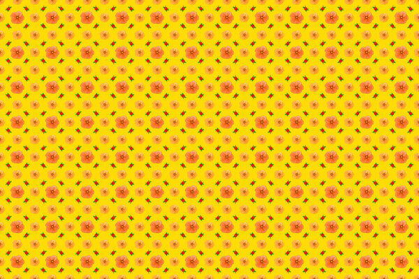 Акварель цветочный фон. Текстильная печать для постельного белья, пиджака, дизайна упаковки, тканей и модных концепций. Растертый узор без кошачьих цветков и листьев на желтом фоне
.