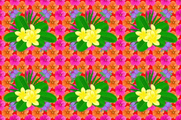 Seamless Floral Ornament Modern Plumeria Flower Pattern Royal Plumerias Colored — Stock Photo, Image