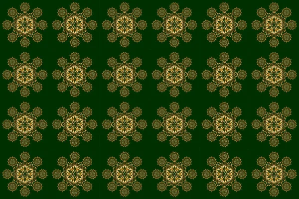 Golden Pattern Thai Silk Style Raster Design Print Fabric Textile — Stock Photo, Image