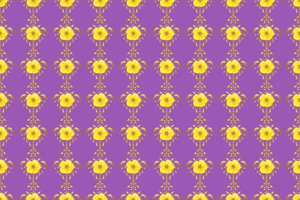 Abstract Raster Background Floral Seamless Pattern Blooming Cosmos Flowers Leaves — Stock Photo, Image