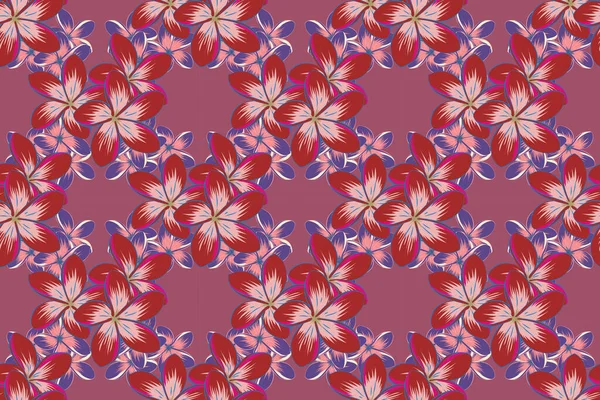 Raster Illustration Nahtloses Blumenmuster Mit Stilisierten Blumen Blauen Und Rosa — Stockfoto