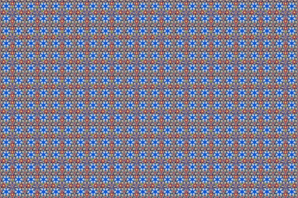 Raster Nahtlose Muster Grauen Blauen Und Roten Farben Schöne Aquarellblumen — Stockfoto