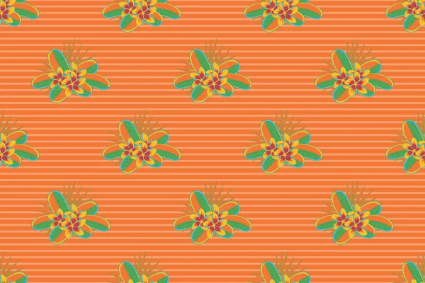 Bezešvé Pozadí Vzor Stylizované Kypré Květy Listy Žluté Oranžové Zelené — Stock fotografie
