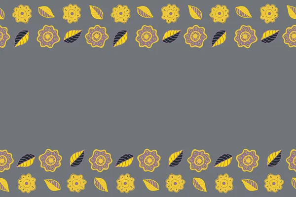 Κομψό Σχέδιο Λουλουδιών Οριζόντια Λουλούδια Χωρίς Ραφή Μοτίβο Κίτρινα Μπλε — Φωτογραφία Αρχείου