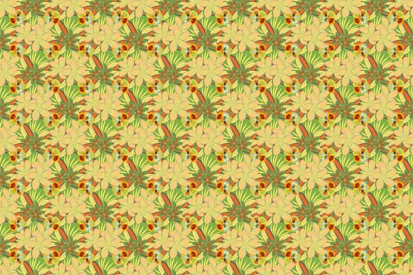 Raster Plumeria Flower Nahtloses Muster Gelben Orangen Und Grünen Farben — Stockfoto