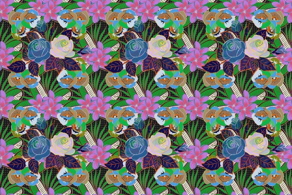 Trendprint Vintage Stil Exquisites Muster Von Plumeria Blumen Aquarell Nahtloses — Stockfoto
