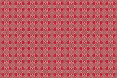 Raster illüstrasyonu. Damask turuncu ve gri renklerde pürüzsüz desen.