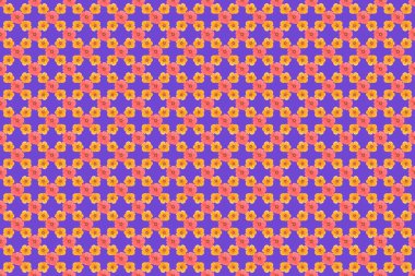 Raster illüstrasyonu. Eflatun arka planda sevimli kozmos çiçekleriyle kusursuz desen.