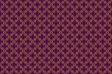 Altın pürüzsüz desen. Mor arkaplandaki altın elementlerin dokusu.