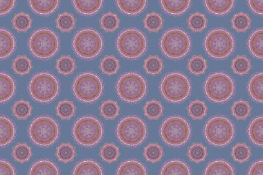 Mavi arkaplanda çok renkli, pürüzsüz bir desen var. Duvar kağıtları, davetiyeler, ambalajlar için lüks süsler. Raster illüstrasyonu.