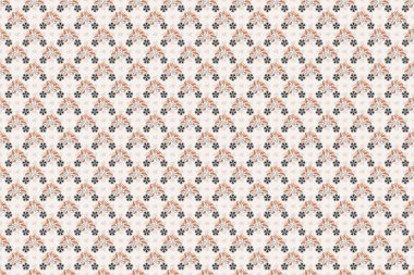 Raster modası geçmiş, kusursuz çiçek deseni. Mavi, gri ve beyaz renklerde küçük minik çiçekler..