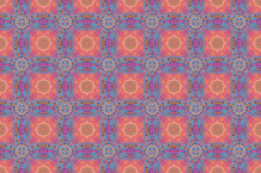 Mavi ve pembe renklerde nefis bir barok şablon. Raster Damaske kusursuz desen. Klasik lüks, eski moda İspanyol süsü, duvar kağıtları, tekstil ve ambalaj için kraliyet Victoria dönemi kusursuz dokusu..