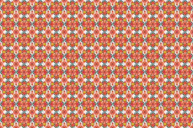 Sarı, bej ve kırmızı renklerle kusursuz desenli ve şirin çiçekli. Küçük çiçek desenli şirin raster çiçeği deseni..