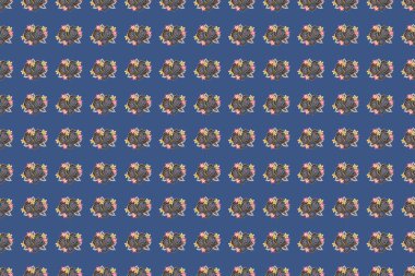 Raster illüstrasyonu. Mavi, bej ve pembe renklerde etnik, pürüzsüz desen.