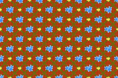 Mavi, yeşil ve turuncu renklerde sulu boya buketi olan romantik, pürüzsüz desenler. Geçmiş, tekstil, ambalaj kağıtları, tebrik kartları için..