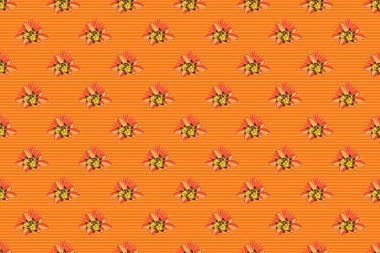 Kusursuz el yapımı Raster Plumeria deseni kahverengi, turuncu ve sarı renklerde..