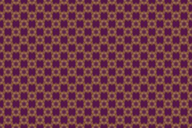 Mor bir arka planda kusursuz raster altın elementler deseni.