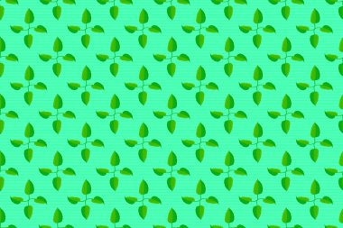 Soyut, soyut, yeşil ve mavi renklerde, dikişsiz bir desen. Kesişen kıvrımlı zarif stilize yapraklar ve parşömenler soyut bir çiçek süsü oluşturuyorlar. Arabesk.