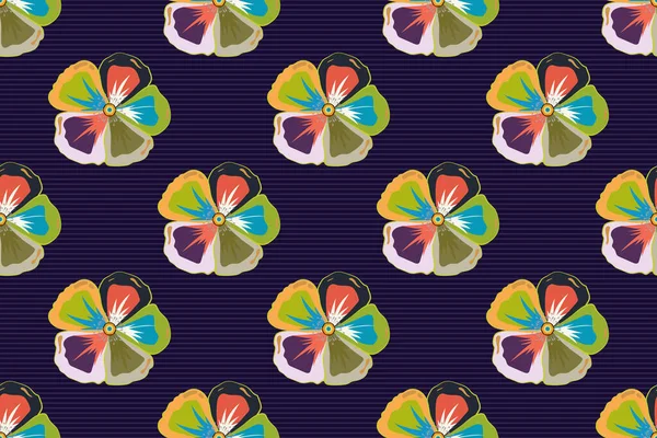 Raster Illustration Seamless Background Pattern Decorative Cosmos Flowers Leaves Violet — Stock Photo, Image