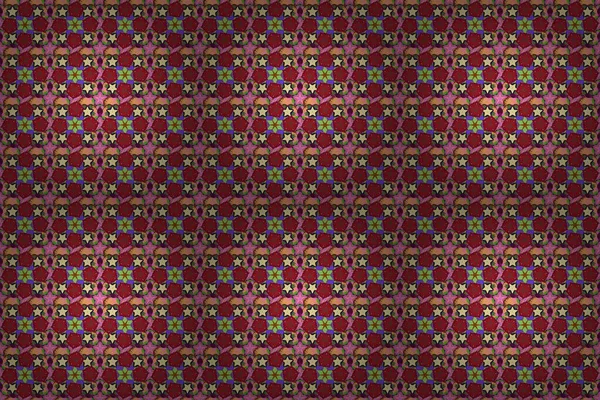 Raster Illustration Nahtloses Muster Stilisierter Blümchen Roten Violetten Und Grünen — Stockfoto
