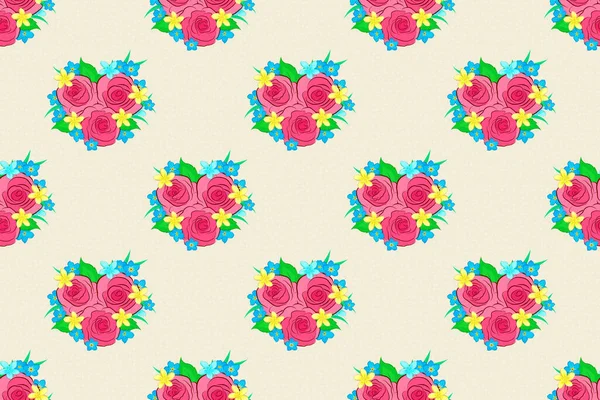 Abstract Raster Background Floral Seamless Pattern Blooming Rose Flowers Green — Stock Photo, Image