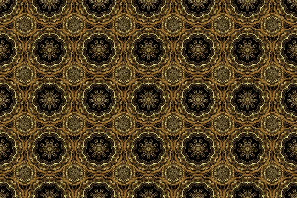 Vintage Design Black Golden Colors Damask Elegant Wallpaper Raster Seamless — Stock Photo, Image