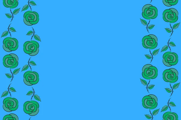 Abstract Vertical Spring Decorative Rose Seamless Pattern Green Blue Gray — Stock Photo, Image