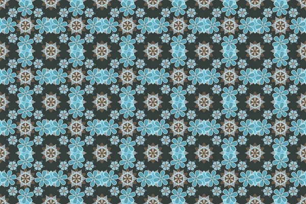 Elegant Raster Classic Seamless Pattern Seamless Abstract Ornament Blue Brown — Stock Photo, Image