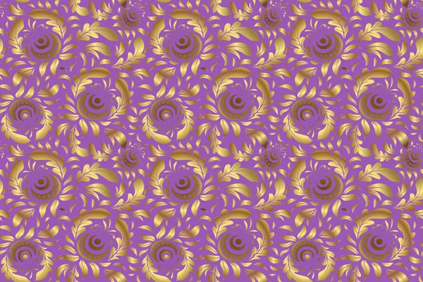 Простий Безшовний Візерунок Золоті Зірки Фіолетовому Фоні Вінтажний Орнамент Растрова — стокове фото