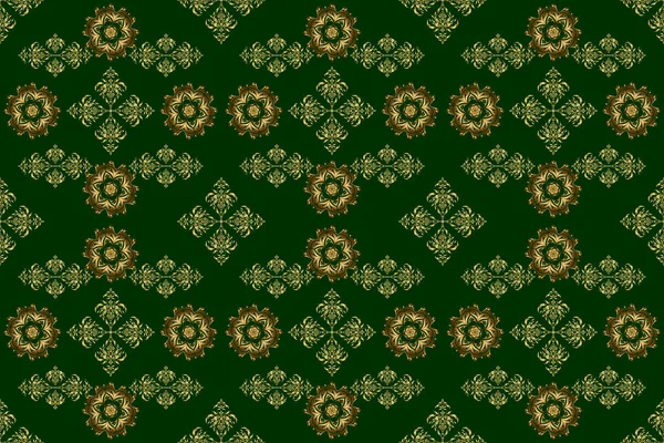 Raster Shiny Metal Surface Seamless Pattern Abstract Golden Elements Green — Stock Photo, Image