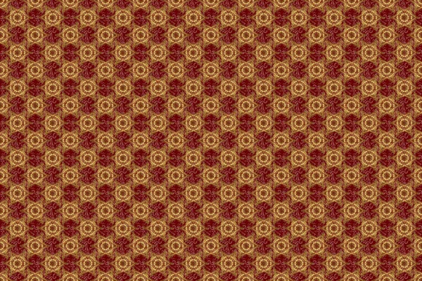 Luxury ornament for wallpaper, invitation, wrapping. Royal golden seamless pattern on a red background. Raster illustration.