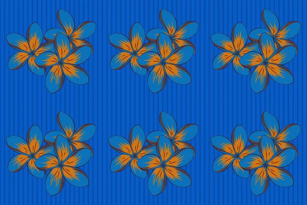 Padrão Sem Costura Nas Cores Azul Laranja Marrom Padrão Floral — Fotografia de Stock