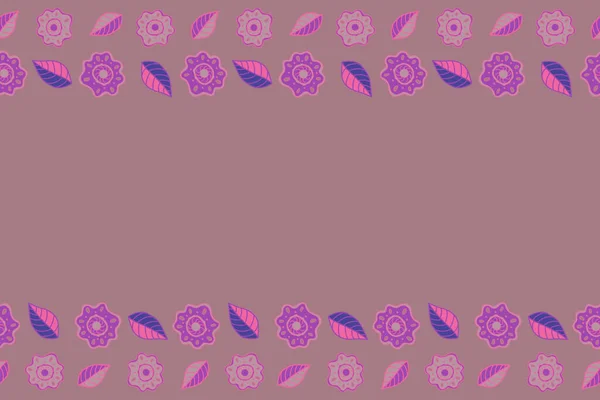 粉色和紫罗兰花艺术 带有复制空间的水平草图 文本的位置 — 图库照片