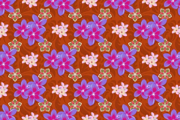 紫罗兰花和粉红花纹的无缝花图案 — 图库照片