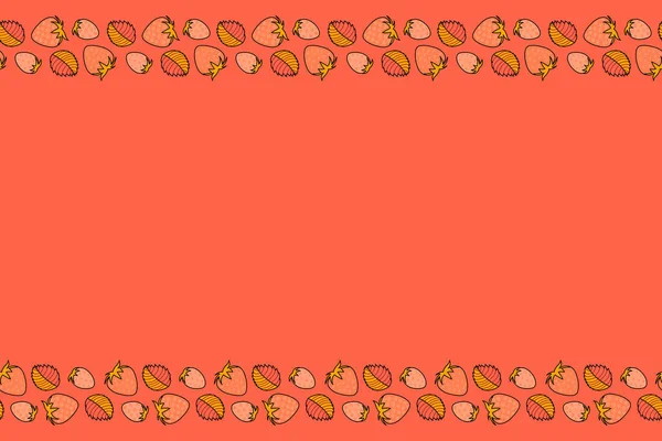 Horizontal Seamless Floral Pattern Black Yellow Orange Strawberry Copy Space — Stock Photo, Image