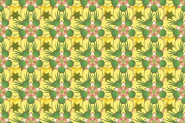 Raster Illustration Weicher Aquarell Blumendruck Nahtloses Muster Gelben Beigen Und — Stockfoto