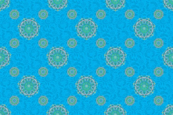 Green Blue Ornament Seamless Background Wallpaper Baroque Damask Floral Seamless — Stock Photo, Image