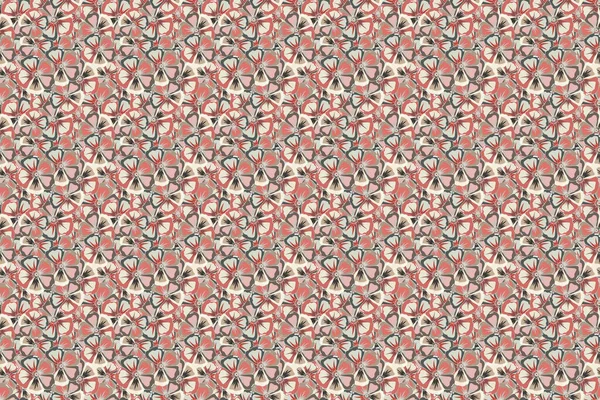 Raster romantic background for web pages, wedding invitations, textile, wallpaper. Watercolor cosmos flowers seamless pattern in pink, beige and gray colors.