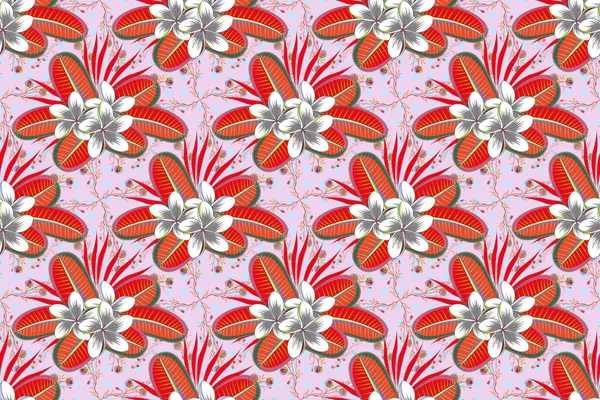 Doodle Sketch Style Hand Drawn Illustration Raster Seamless Floral Pattern — Stock Photo, Image
