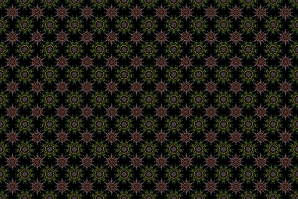 Floral Seamless Pattern Seamless Background Green Violet Ornament Black Background — Stock Photo, Image