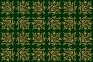 Şatafatlı, yıldızlı, kusursuz bir desen. Yeşil zemin üzerinde yıldız deseni, altın antika süs. Raster kusursuz bir geçmişi var. Altın madalyalar.