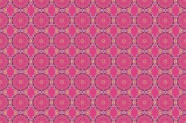 Pembe arka planda çok renkli elementlerin kusursuz deseni. Kutlama kartlarını süslemek için alet çantası. Pembe arka planda çok renkli parıltılı süsler ve parlayan ışıklar..